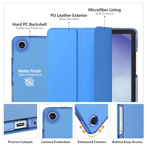 Image of MoKo for Samsung Galaxy Tab A11 Plus / A11+ Case 11 Inch 2026, Galaxy Tab A9 Plus / A9+ Case 11 Inch 2024, Slim Stand Hard PC Translucent Back Shell Smart Cover, Auto Wake /Sleep, Blue Wave