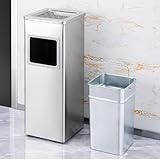 YUGXTH Cenicero de Pie, Bote de Basura de Acero Inoxidable con Tapa, Contenedor for Desechar Cigarrillos con Cubo Interior Extraíble, for Oficina, Vestíbulo de Hotel(Wit,L25cm/9.8in)