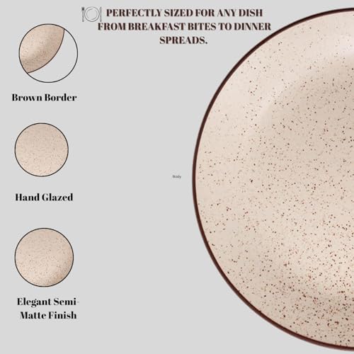 Image of Freakway Stoneware Ceramic |7.3 Inch| Quater Plates Set of 4 Pcs | Microwave Safe, Dishwasher Safe | Kitchen, Dining, Restaurants, Gifting | Sandstone Speckle
