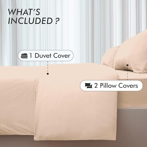 Novo Home King Size Duvet Cover Set Beige - Soft Microfibre Quilt Cover & 2 Pillowcases - Image 2