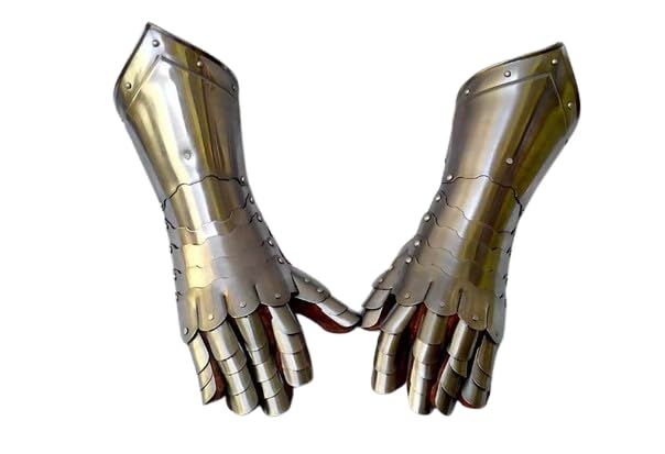 Guanti da cavaliere medievale, guanti da cosplay, armatura LARP, guanti Fantay, regalo per uomo/donna, Finitura cromata, Prossoefinito