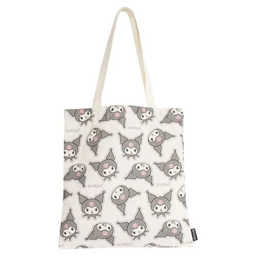 Kuromi Leichte und praktische Einkaufstasche Stofftasche mit Kuromi Design wiederverwendbar und angenehm zu tragen