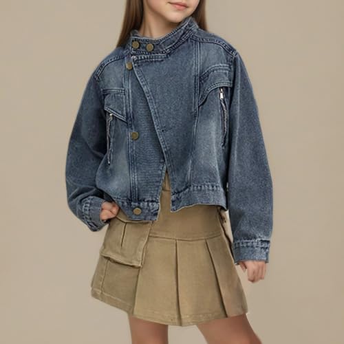 Girls Denim Jacket Casual Comfortable Retro Denim Coat Kids Button Up Long Sleeve Outwear Fall Winter Clothes2