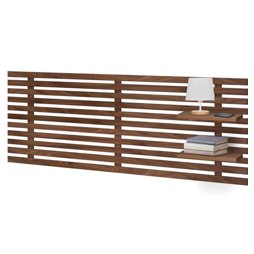 DHOME Tête de Lit avec Étagères en Bois Recyclé DM Suspendue au Mur Style Palette Lit Vintage Nordique avec Accessoires Inclus (Style Japonais, Bois de...