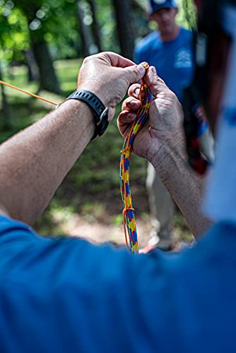Teufelberger drenaLINE Climbing Rope – 32-Strand Polyester Arborist Rope (11.8mm x 150ft, BlueOrangeYellow)