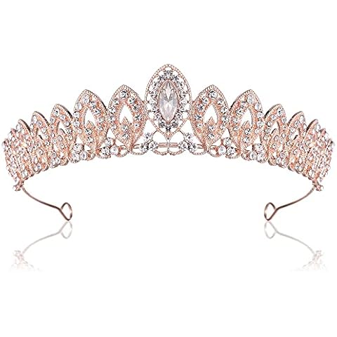 CROWNFAN Rhinestone Crystal Tiaras and Crowns Headband For Women Birthday Pageant Wedding Prom Princess Crown,Rose Gold Cover