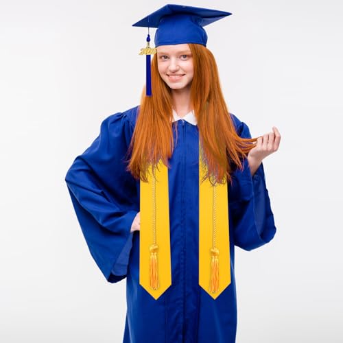 Mukum Matte Graduation Cap and Gown 2025 Set with Tassel Honor Cord Graduation Stoles for High School College Bachelor Blue-51