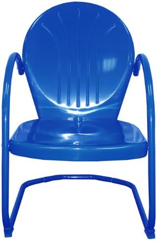 34" Electric Blue Outdoor Retro Metal Tulip Chair