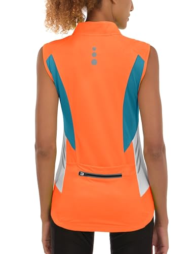 Image of Little Donkey Andy Women's Half Zip Breathable Cycling Vests Reflective Sleeveless Jerseys Shirts Golf 4 Rear Pockets