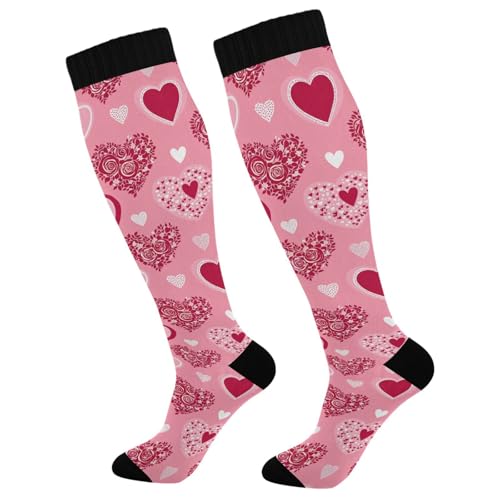 Image of Wusikd Heartbeat Symbol Compression Socks for Women and Men Circulation Black Long Socks for Athletic Running 1