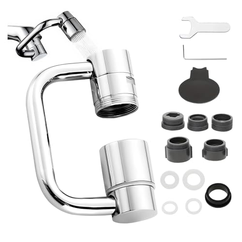 1440 Rotatable Faucet Aerator Extension 2 Modes Universal Sink Faucet for Splash Reduction 1080 Rotating Multifunctional U shaped faucet extender for Bathroom Sink Kitchen