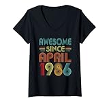 Photo Gallery donna 37th birthday idea awesome since april 1986 37 years old maglietta con collo a v Photo Gallery donna 37th birthday idea awesome since april 1986 37 years old maglietta con collo a v
