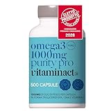 Omega 3-500 Capsule - 1000mg Di Olio Di Pesce Purissimo a Capsula In Forma Trigliceride (TG) Per Un Assorbimento Del 70% In Più - 1200mg di...