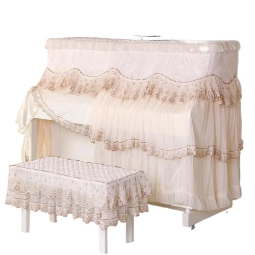 Housse de protection for Piano en velours, dentelle brodée, épaisse, Double gaze, rideau, housse for Pour Protéger Votre Piano(153x35x120cm 78x38cm)