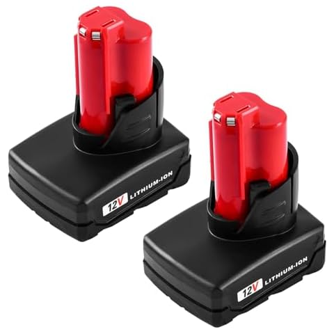 Dosctt 2 Pack 12 Volt 6.0Ah Battery Compatible with Milwaukee 12V Battery Lithium 48-11-2401 48-11-2402 48-11-2420 48-11-2440 48-11-2460 Cover