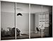 Price comparison product image SPACEPRO Heritage Sliding Mirror Wardrobe Doors  Modern 4 Door Sliding Mirror Wardrobe, White Finish, Full Length Mirror Sliding Door Kit with Track, Ideal for 2260mm x 2997mm Opening Size