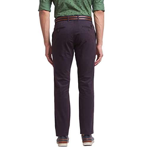 Image of Parx Men's Cotton Blend Solid Pattern Low Rise Tapered Fit Flat Front Casual Trouser