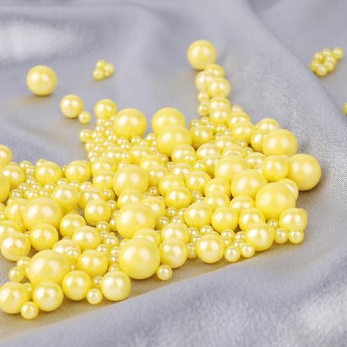 Image of Yellow Pearl Sprinkles for Cake Decorating, 4 Sizes Sugar 130g /4.6oz, Cupcake, Ice Cream, Donuts, Macaron Toppings Supplies (2mm, 4mm, 7mm, 1cm)