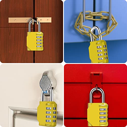 Miniatura 6 de Candado Combinacion, Diyife Impermeable Candado Taquilla, Candado Seguridad 4 Dígitos, Candado Para El Casillero Del Gimnasio Escolar, Archivadores, Caja De Herramientas,Cerca, Cerrojo Amarillo
