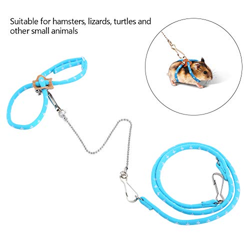 Image of Hamster Harness,80cm /31.5in Adjustable Small Animal Training Leash Harness Chinchilla Vest and Leash Set Soft Animal Pet Rope Harness for Small Pet Outdoor Walking(Blue)