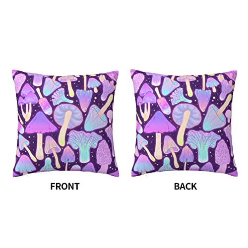 Psychedelic Trippy Mushrooms Throw Pillow Covers Cushion Cases Square Pillowcases For Home Decor Sofa Car Bedroom Pillow Case 18X18 Inches #TOP5