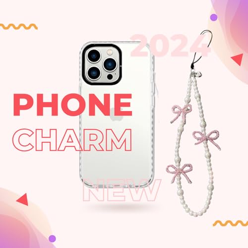 [EZ PEACH] ストラップ スマホ 手首 落下防止 携帯 ハンドストラップ かわいいクリスタルビーズ織り 蝶結び 女の子 吊り下げペンダント装飾 落下防止 カラフルビーズ パール 可愛い 全機種対応 (パール/Pink)