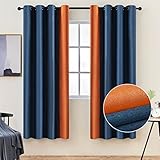 JGZGGO 99% Blackout Linen Curtains for Bedroom Color Block Grommet Thermal Insulated Curtain 84...
