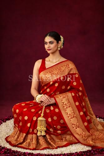Image of Women's Soft Silk Style Jacquard Saree with Rich Zari Woven Border & Pallu | 5.6 Mtr Saree with 0.8 Mtr Unstitched Blouse