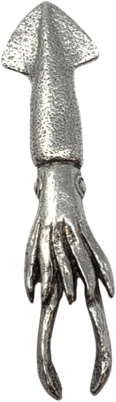 Squid Pewter Lapel Pin Brooch - USA Made - Hand Crafted