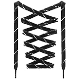DANHUA Flat Thick Sneakers Shoelaces: 2 Pair 39.37 inch Black White Twill Point Athletic Shoe Laces