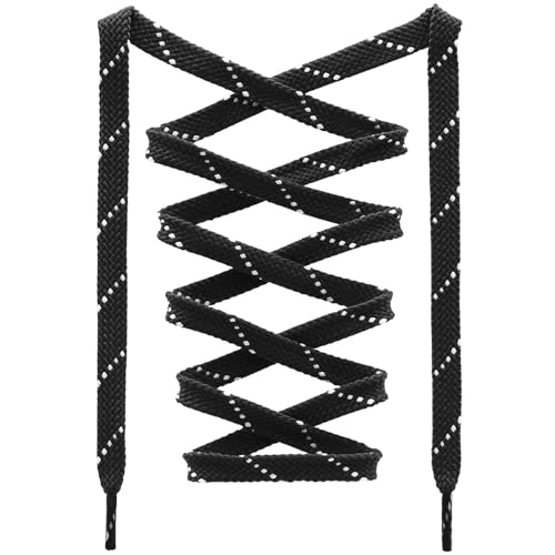 DANHUA Flat Thick Sneakers Shoelaces: 2 Pair 39.37 inch Black White Twill Point Athletic Shoe Laces