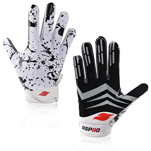 Rspgo Kids Football Gloves Youth Enhanced Grip Silicone Wide Receiver Gloves,Friesian Cattle Upgrades M/L #TOP1