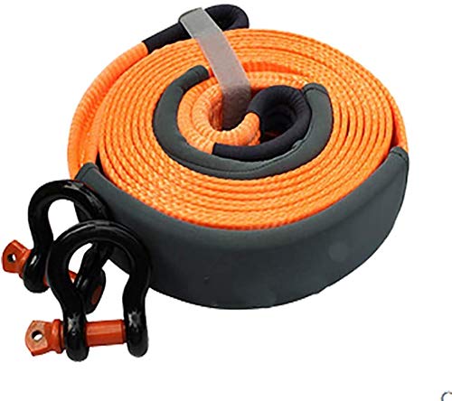 Sangle de remorquage de récupération, sangle de remorquage en nylon de corde de remorquage haute résistance, sangle de remorquage de 6 mètres avec 2 crochets de sécurité et étui de transport,5 Tons Cover