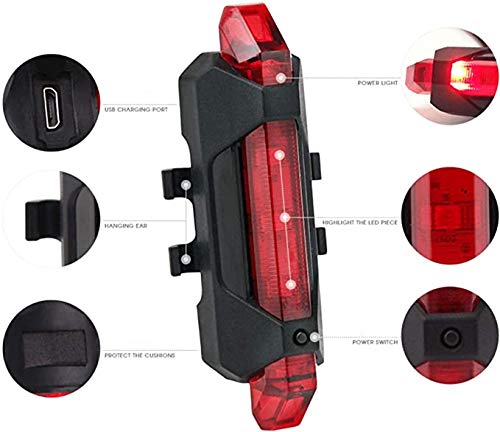 3 luci posteriori per bicicletta LED USB