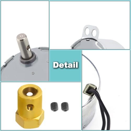 JYUDAUFU 2 Stück TYC50 Synchronmotor 2.5-3RPM AC 220~240V 50/60Hz 4W CW/CCW Rotationsgetriebe Permanentmagnetmotor mit 7mm flexiblem Kupplungsstecker, für Mikrowellen-Drehteller/Heizer/DIY