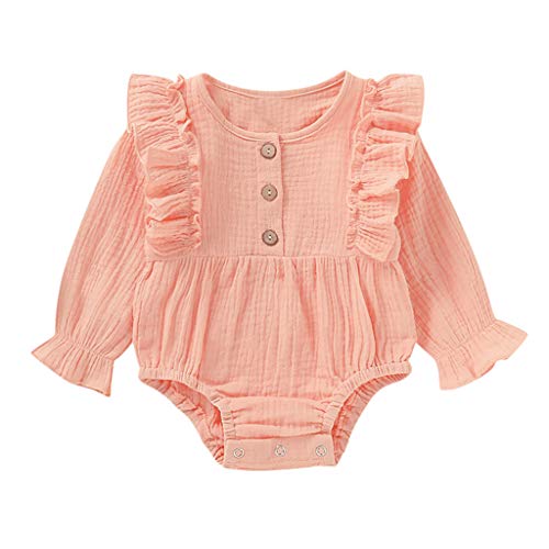 Ropa de bebé para otoño e Invierno, Infantil Baby Boys & Girls Mangas largas Estampado sólido Volantes Mameluco Mono Ropa para Uso Diario