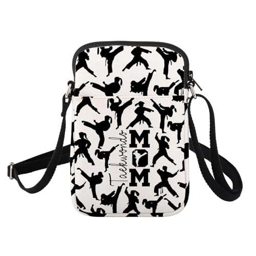 FUSTMW Taekwondo Mom Gift for Taekwondo Lover Crossbody Bag Martial Arts Gifts Cell Phone Purse with Adjustable Strap
