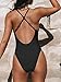 CUPSHE Women Swimsuit One Piece Bathing Suit Deep V Neck Crisscross Back Adjustable Strap Black L