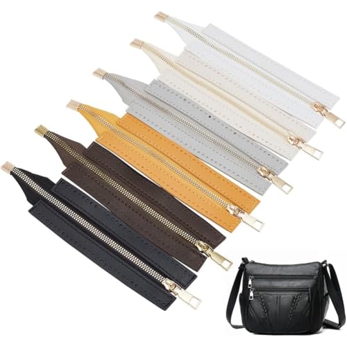 WADORN 6 colores Cremallera de piel sintética, marco de cremallera de 24 cm para bolsos de mano, con agujero, cremallera rectangular, cremallera de bobina a granel accesorios de manualidades