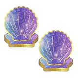 Forme Unique en Coquillage: Assiette jetable a la forme d'un coquillage coloré, mesure 18 cm × 17,5 cm, est raffiné et attire le regard. Placé sur la table, il crée instantanément une ambiance marine, convient aux fêtes sur le thème des sirènes et de la mer, ajoute une touche romantique et féérique à la fête et fait de la vaisselle un élément décoratif phare