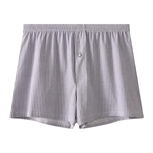 Mens Cotton Boxers Underwear Loose Fit Stripes Mid Rise Comfy Sleepwear Trunk 3 Pack Lounge Button Comfortable Briefs4