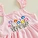 Amiblvowa Baby Girl Summer Clothes Set Cute Fly Sleeve Embroidery Flower Tank Tops Bowknot Bloomer Shorts Infant 2pcs Outfit (Ruffle Pink, 12-18 Months)
