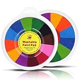 Mesen Ink Pad, 13 Colors Rainbow Multi Color Craft Ink Pad Stamps Partner DIY Color, Washable Color Painting Card Making Stamp Pad for Kids Rubber Stamp Crafting Paper Wood Fabric Scrapbook (7 inch)