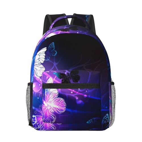 Sac à dos ordinateur imprimé papillons noirs format cabine pour le travail et voyage