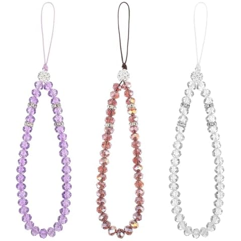 Bremorou 3PCS Crystal Beaded Phone Strap Cover