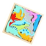 Encourage l'empilage créatif: Les puzzles dinosaures en bois incluent des blocs stables et empilables qui promeuvent la conscience spatiale et l'exploration du jeu d'association en 3D. Les peuvent développer leurs compétences en résolution de problèmes dans un environnement d'apprentissage interactif, où l'empilage libre stimule l'imagination et la motricité.
