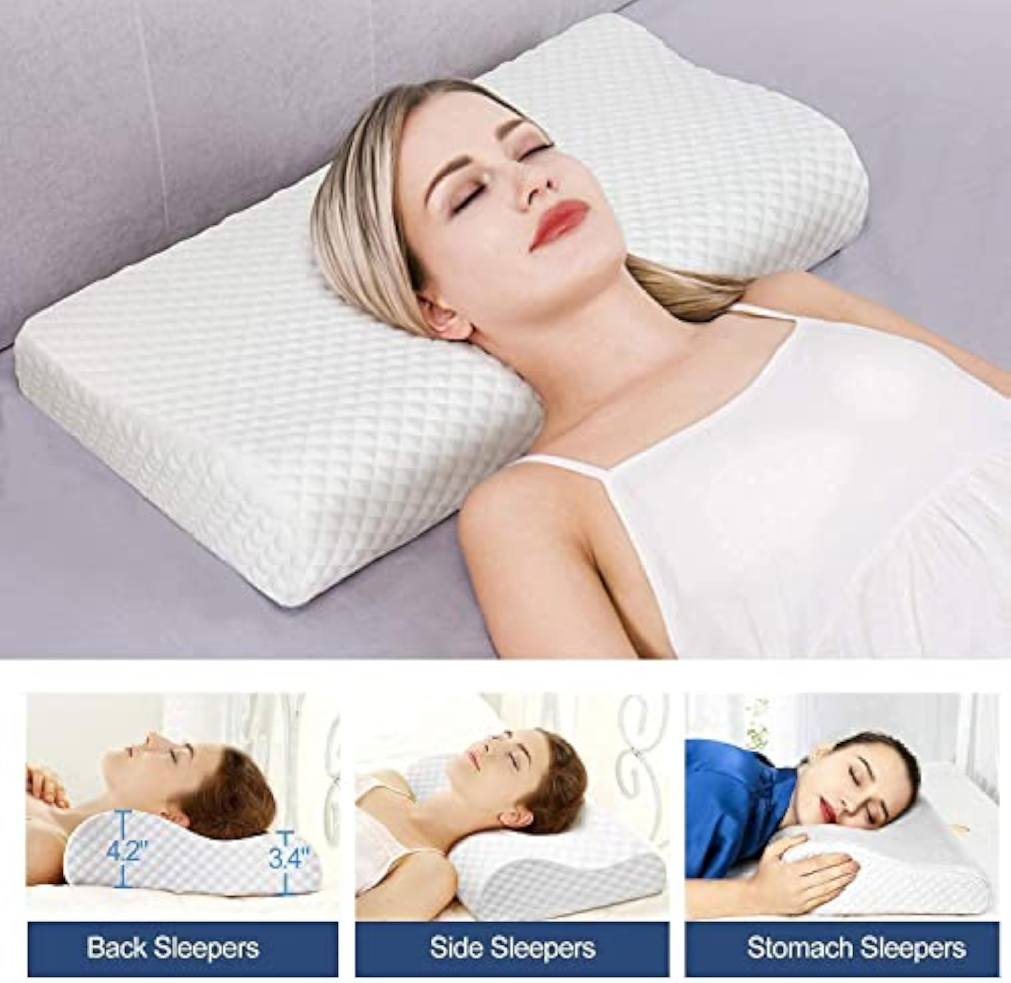 Ergonomic Contour Memory Foam Pillow for Neck Pain Relief