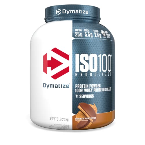 Dymatize ISO 100 Whey Protein Powder with 25g of Hydrolyzed 100% Whey Isolate, Chocolate Peanut Butter, 5 Pound