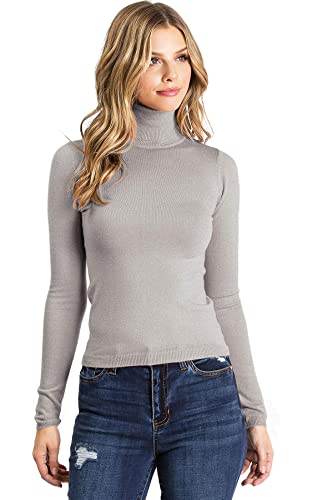 Image of Ambiance Apparel Women's Ribbed Long Sleeve Turtleneck Top