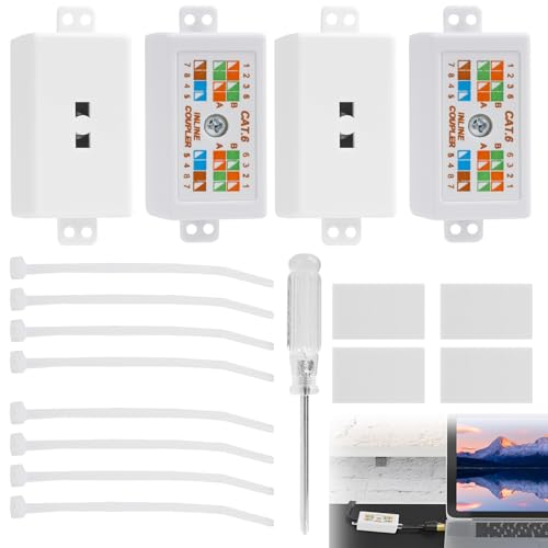 LUCTHY Confezione da 4 scatole di giunzione Cat6 RJ45 con cacciavite, accoppiatore Ethernet in linea per reti LAN/Powerline ad alta velocità, applicazioni LAN Powerline (4 pezzi) (4)